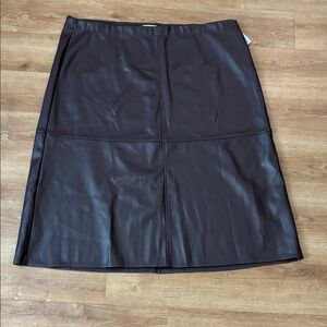 Max Studio‎ Burgundy Vegan Leather Pencil Midi Skirt